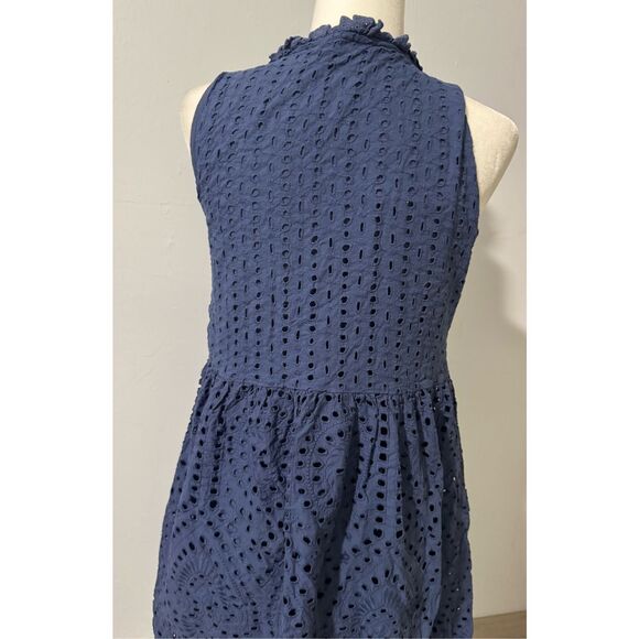 Sundance Blue eyelet Promise dress scalloped ruffle M - Picture 5 of 9
